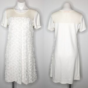 See by Chloe white off white Cloud Dancer mesh top short sleeve dress XL